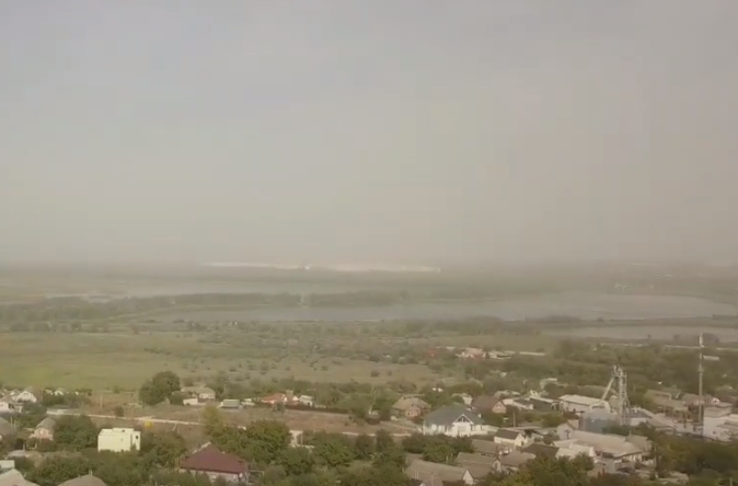 Запоріжжя "накрив" смог / скріншот з відео Запоріжжя "накрив" смог / скріншот з відео