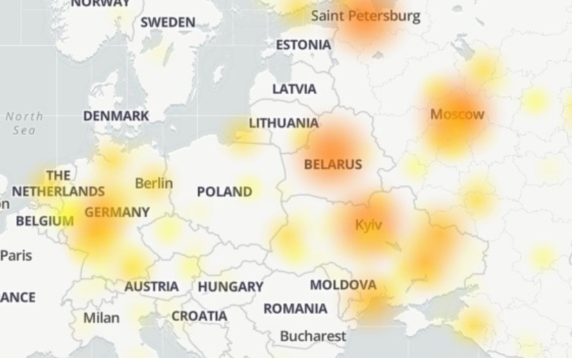 Карта сбоев интернета