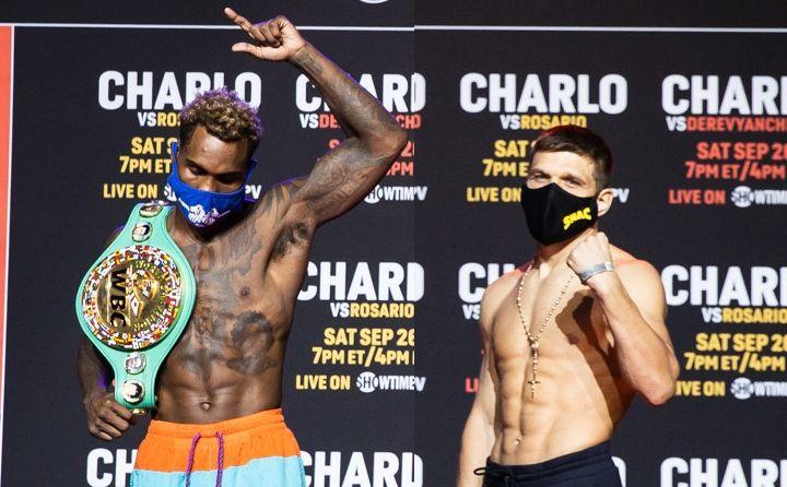 Джермелл Чарло и Сергей Деревянченко / фото BoxingScene Джермелл Чарло и Сергей Деревянченко / фото BoxingScene