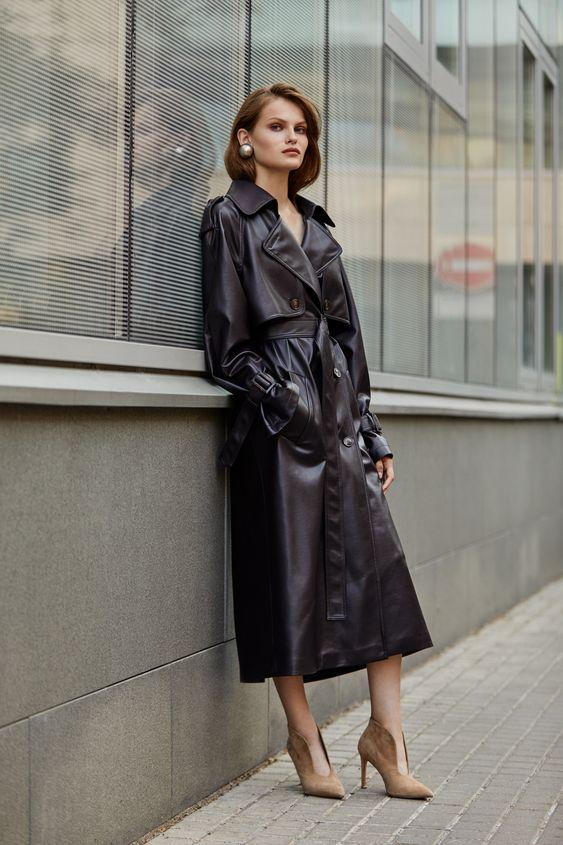 Кожаное пальто на осень / фото Vogue