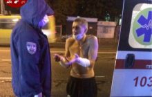 У Києві чоловік нападав на перехожих та розкидав сміття, після чого спробував скоїти суїцид (фото)