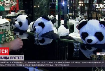 У Франкфурті власник ресторану на знак протесту проти локдауну заповнив свій заклад сотнею плюшевих панд