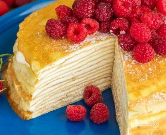 Рецепт блинного торта с заварным кремом/ фото pinterest.com