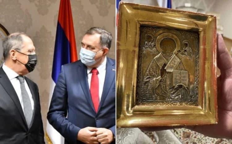 Икона из Луганска - Лавров согласился вернуть сомнительный подарок Сараеву / коллаж 112 Украина