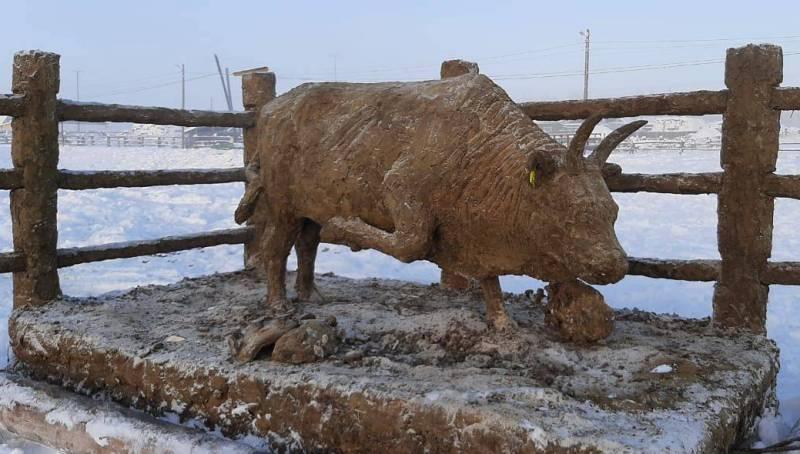 В России символ 2021 года, быка, слепили из навоза / фото news.ykt.ru