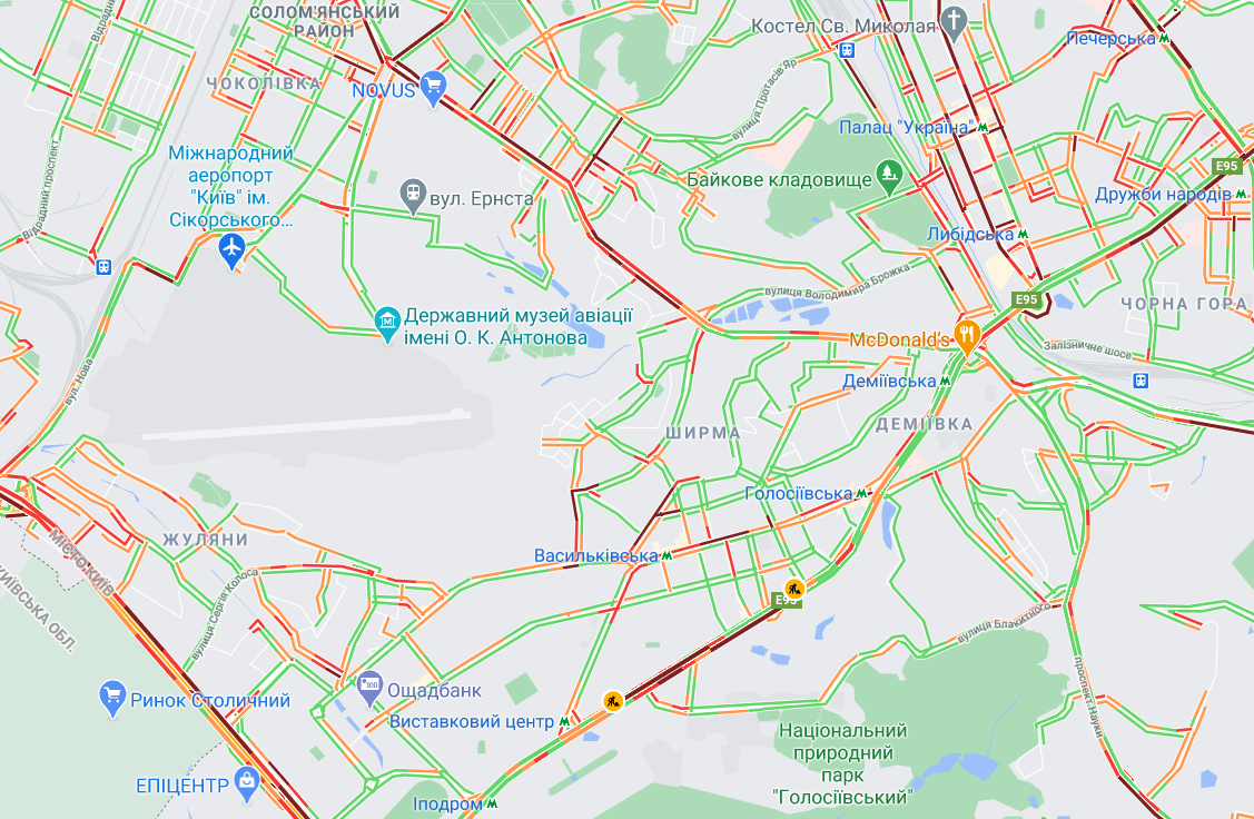 Ситуація на дорогах 30 грудня / Google Maps