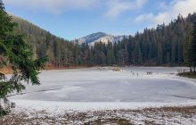 В Карпатах замерзло озеро Синевир: появились впечатляющие фотографии