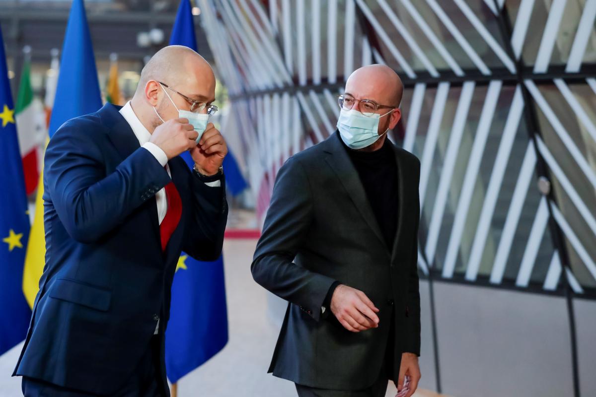 Shmyhal (left) and Michel (right) in Brussels / REUTERS Shmyhal (left) and Michel (right) in Brussels / REUTERS