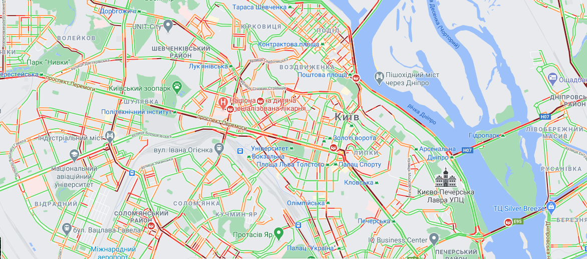 Пробки в Киеве / google.com/maps Пробки в Киеве / google.com/maps