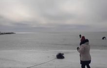 В Скадовске спасатели достали из-под льда ребенка (видео)
