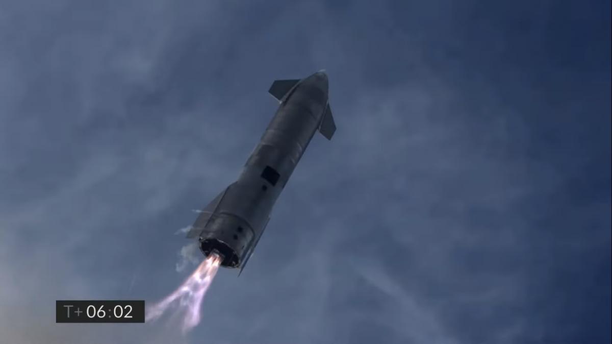 SpaceX успішно випробувала корабель Starship / скріншот SpaceX SpaceX успішно випробувала корабель Starship / скріншот SpaceX