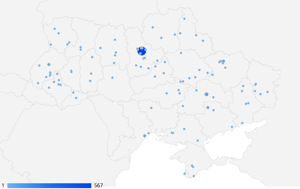 Географическое распределение уязвимых серверов / фото rnbo.gov.ua Географическое распределение уязвимых серверов / фото rnbo.gov.ua