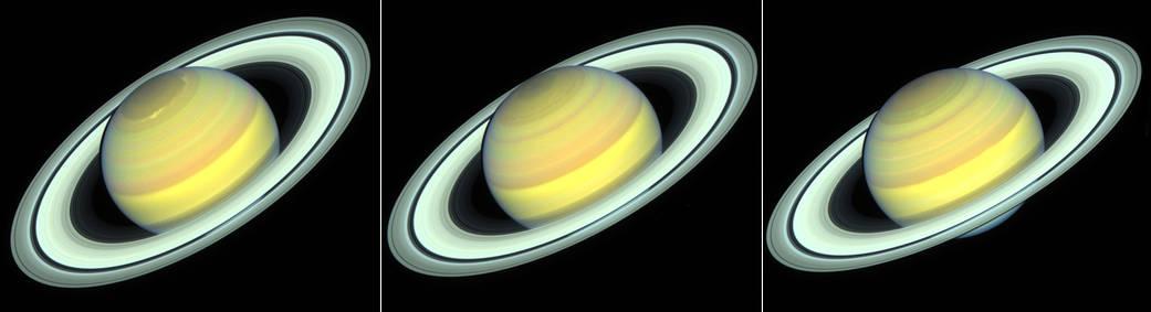 Смена времен года на Сатурне в 2018, 2019 и 2020 годах / фото NASA, ESA, STScI, A. Simon, R. Roth
