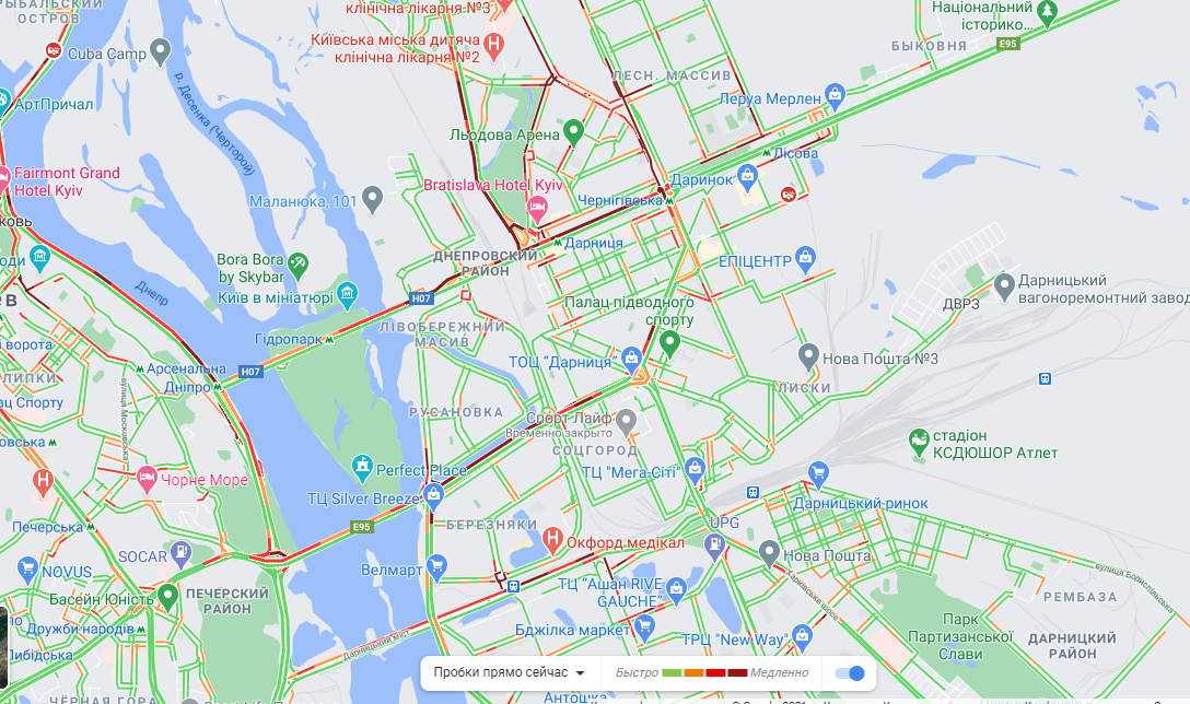 Ситуация на дорогах в Киеве 13 апреля / скриншот