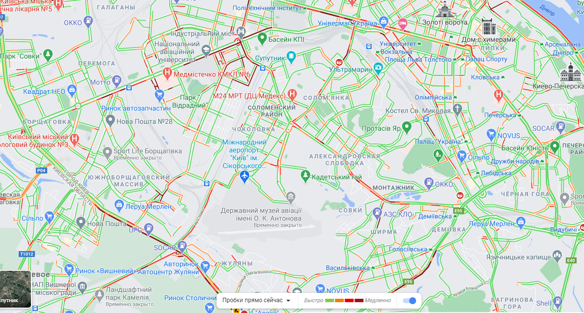 Ситуация на дорогах в Киеве 14 апреля / скриншот