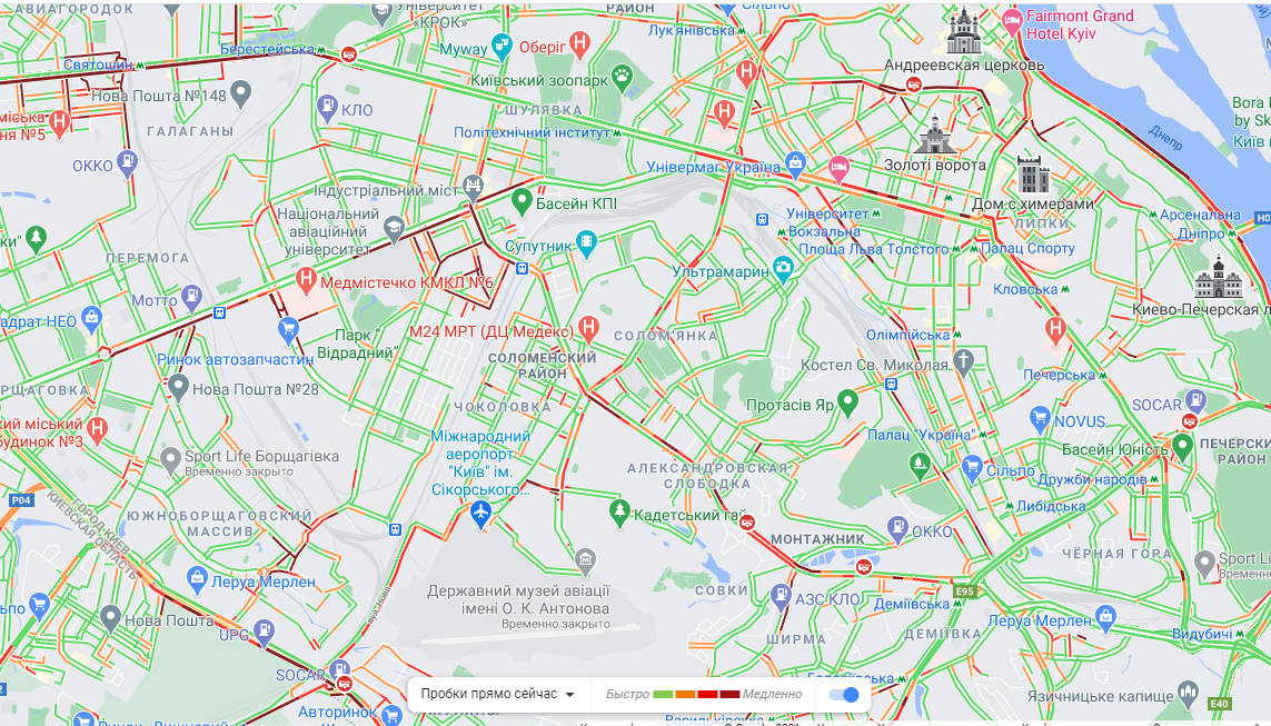 Ситуация на дорогах в Киеве 15 апреля / скриншот