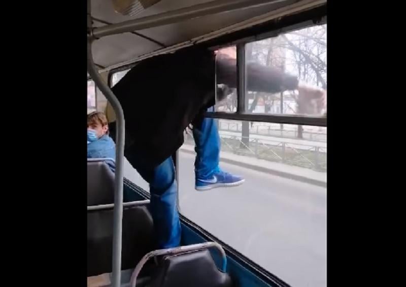 Новости Черкасс - пассажир сбежал через окно троллейбуса, чтобы не платить за проезд / скриншот