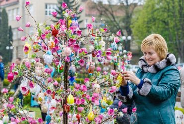Orthodox Easter street decoration in Uzhgorod