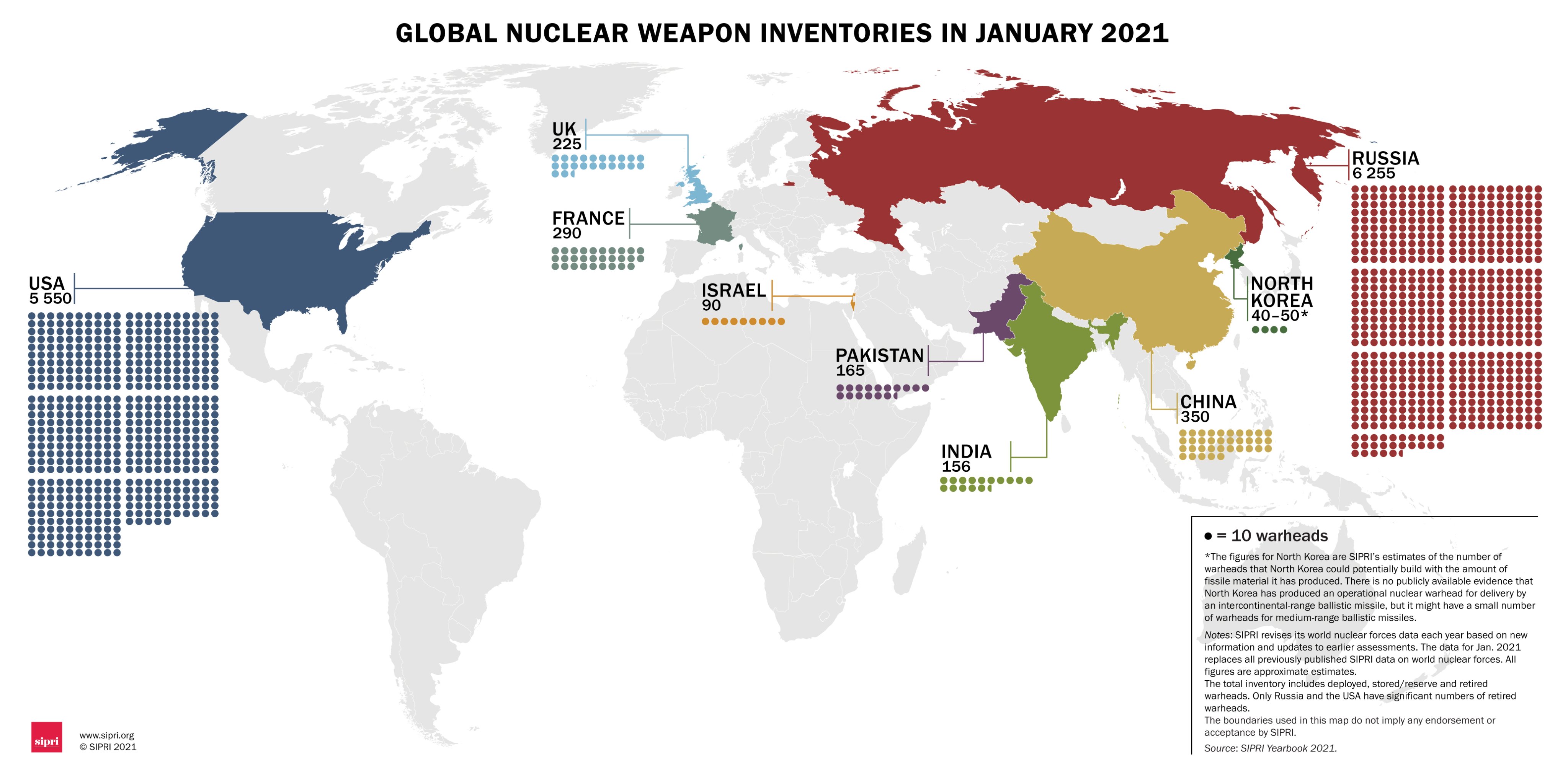 Карта стран с ядерным оружием