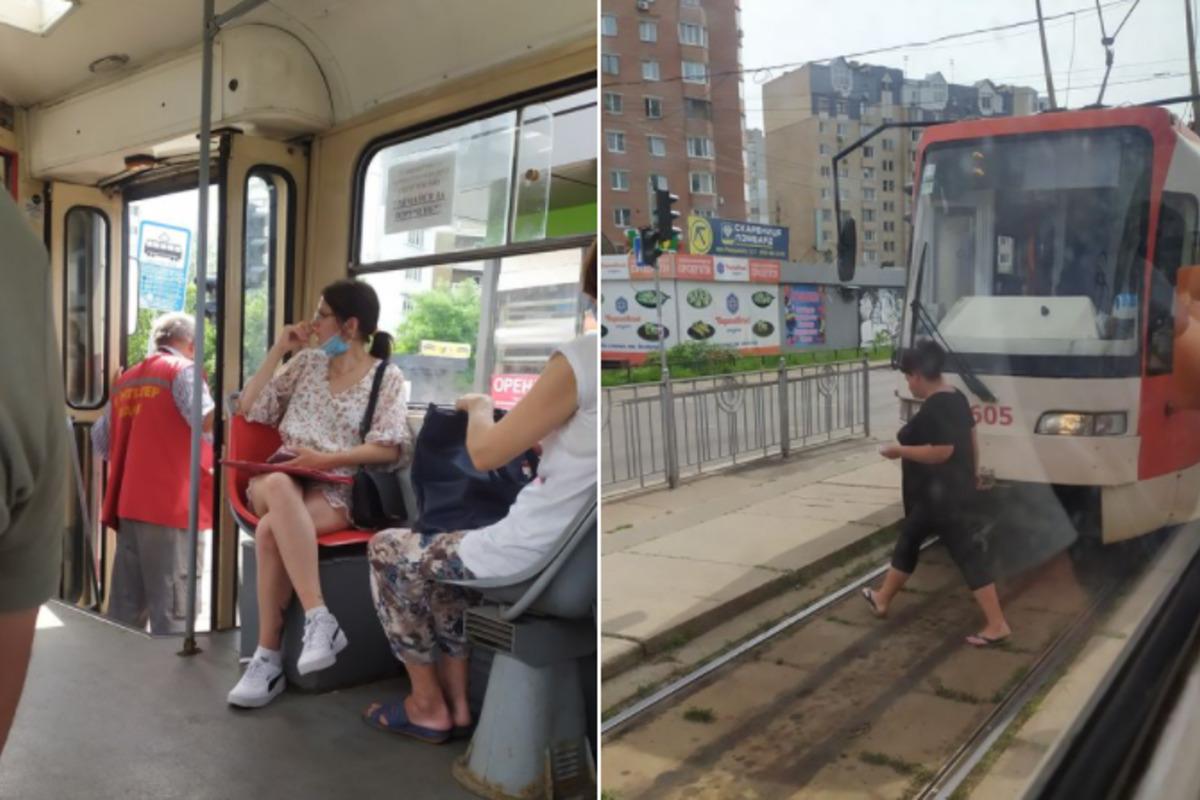 Водієві трамвая стало зле під час руху / фото facebook.com/Kiev.transport.community Водієві трамвая стало зле під час руху / фото facebook.com/Kiev.transport.community