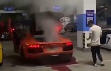 Китаец решил поджарить мясо на выхлопе Lamborghini и едва не сжег автомобиль (видео)