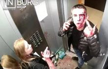 В РФ молодая пара устроила кровавую драку в лифте, а потом пришла его отмывать (видео 18+)