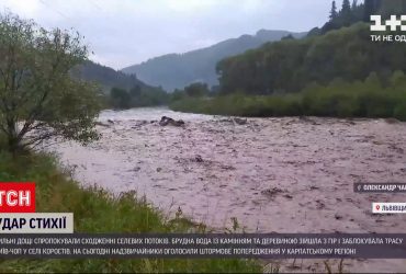 У Львівській області через негоду потоки брудної води заблокували трасу "Київ- Чоп"