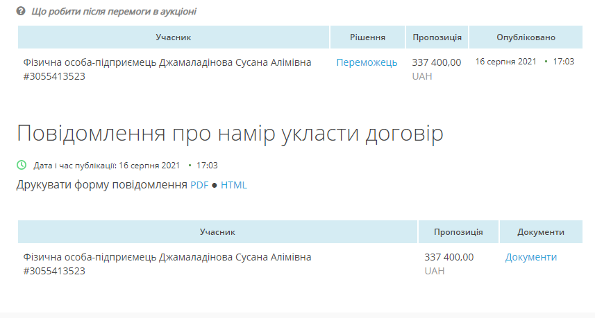 Джамала отримає гонорар за виступ на" Кримській платформі " / скріншот з сайту Prozorro