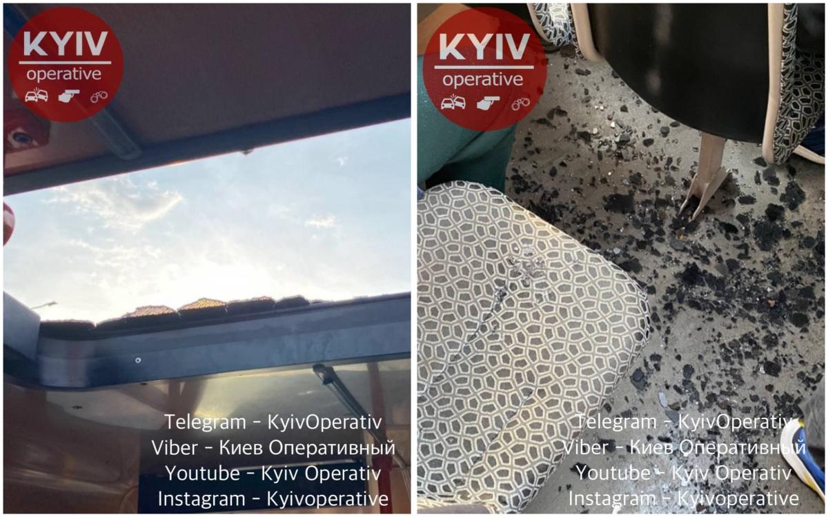 У Києві на пасажирок маршрутки впало скло / фото "Київ Оперативний" У Києві на пасажирок маршрутки впало скло / фото "Київ Оперативний"