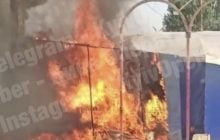 На Троещинском рынке в Киеве вспыхнул пожар (видео)