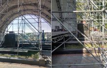 В Киеве на братских могилах в Мариинском парке установили сцену (фото)