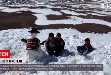 У найсухішій пустелі світу Атакамі випало аж 15 сантиметрів снігу