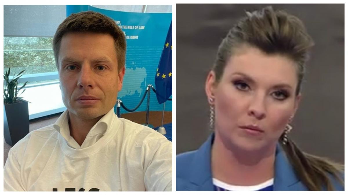 Скабеева не оценила футболку Гончаренко / коллаж УНИАН Скабеева не оценила футболку Гончаренко / коллаж УНИАН