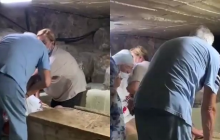 Російська пенсіонерка застрягла в саркофазі святого Лазаря на Кіпрі (відео)