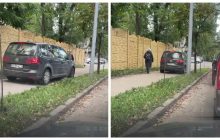 У Києві водій ледь не затис пішоходів, об'їжджаючи тротуаром затор (відео)