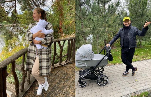 "Сонні ведмедики": Горбунов і Осадча розчулили мережу осінньою прогулянкою з маленьким сином (фото)