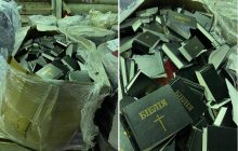 "Сердце не выдерживает": в Броварах на переработку сдали мешок экземпляров Библии (фото)