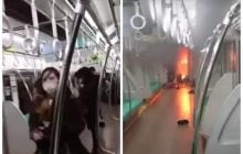 В Японии мужчина напал на пассажиров метро с ножом и поджег поезд (видео)