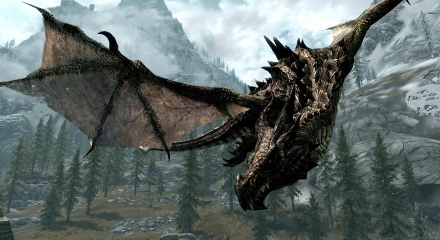 Игрок показал яростное и необычное сражение стражников против дракона в Skyrim
