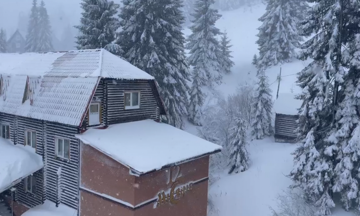 В Карпатах продолжаются снегопады / скриншот из видео