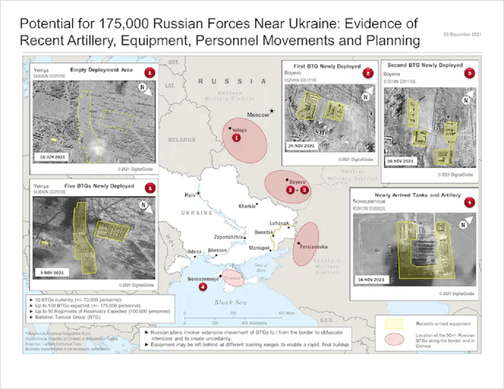 Map of the possible movement of the Russian army on the territory of Ukraine / photo washingtonpost.com