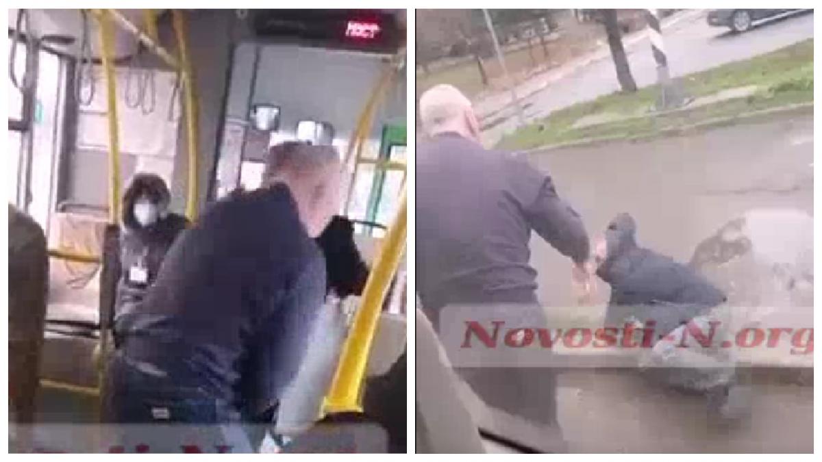Інцидент зняли на відео інші пасажири, які стали його свідками / колаж УНІАН Інцидент зняли на відео інші пасажири, які стали його свідками / колаж УНІАН