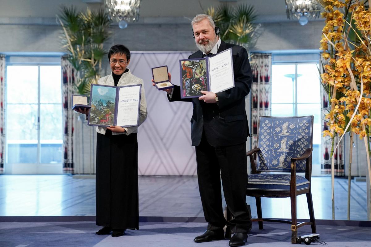 In 2021, the Nobel Peace Prize was shared by Dmitry Muratov, editor-in-chief of the Russian opposition newspaper Novaya Gazeta, and Maria Ressa, a Filipino journalist / photo REUTERS