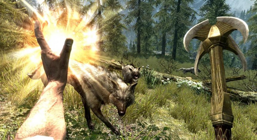 Игрок в Skyrim показал таинственную корову, которая от удара превращается в статую