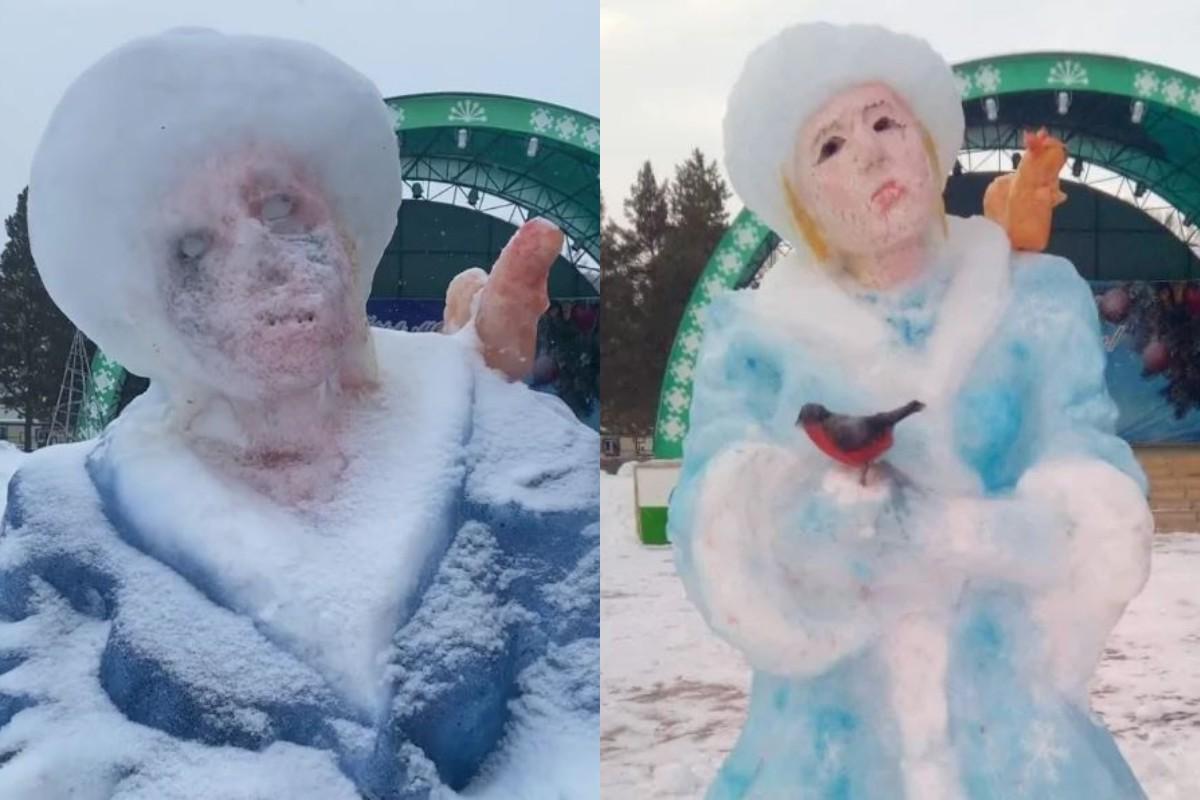 The Snow Maiden from the snow began to melt / collage from photos - pdmnews.ru