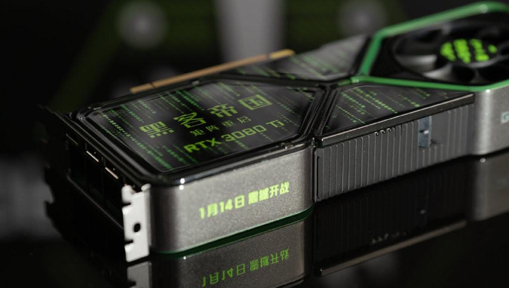 Nvidia показала GeForce RTX 3080 Ti в стиле «Матрицы» / фото weibo.com