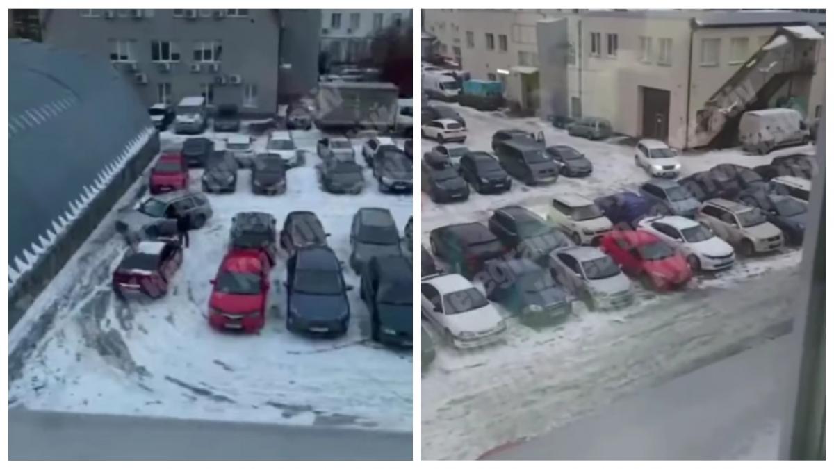 Инцидент на паркинге показали на видео / коллаж УНИАН