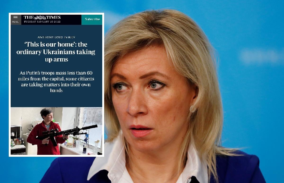 Захарова пожаловалась на "западную пропаганду" / коллаж УНИАН, фото REUTERS