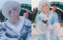 "Ночной кошмар": жуткая скульптура зомби-Снегурочки из РФ насмешила сеть (фото)