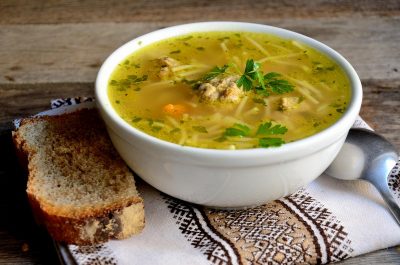 Рецепт Картофельный суп с птитимом и куриными фрикадельками
